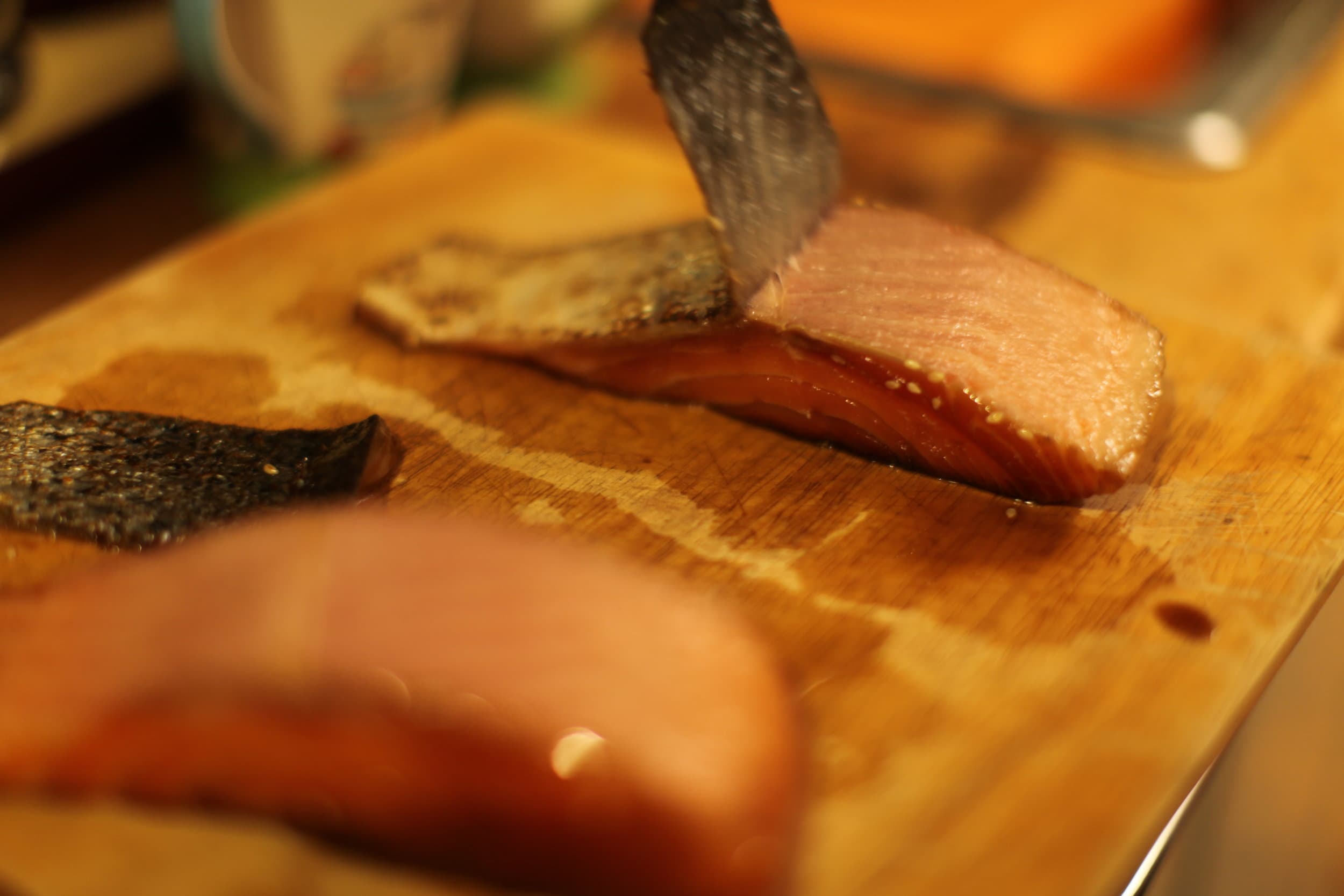Cooking the salmon